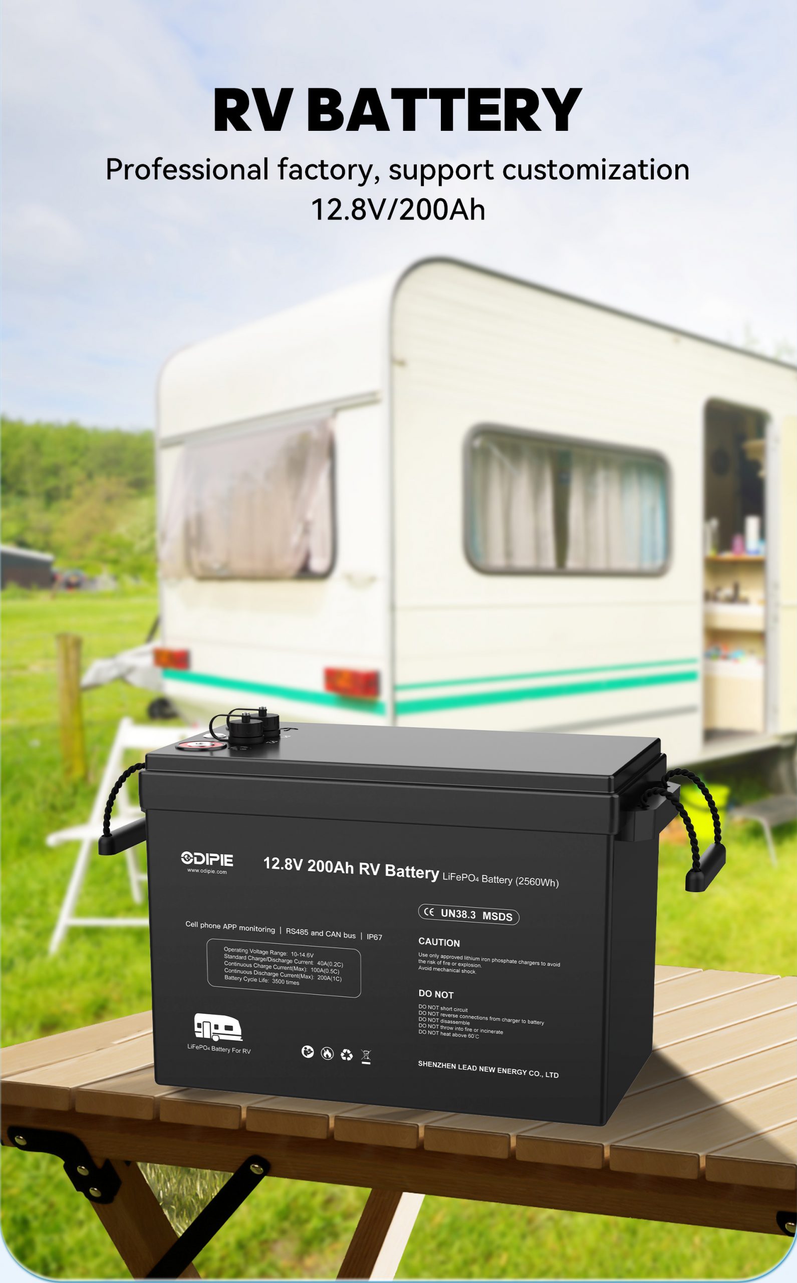 Odipie RV LiFePO4 battery