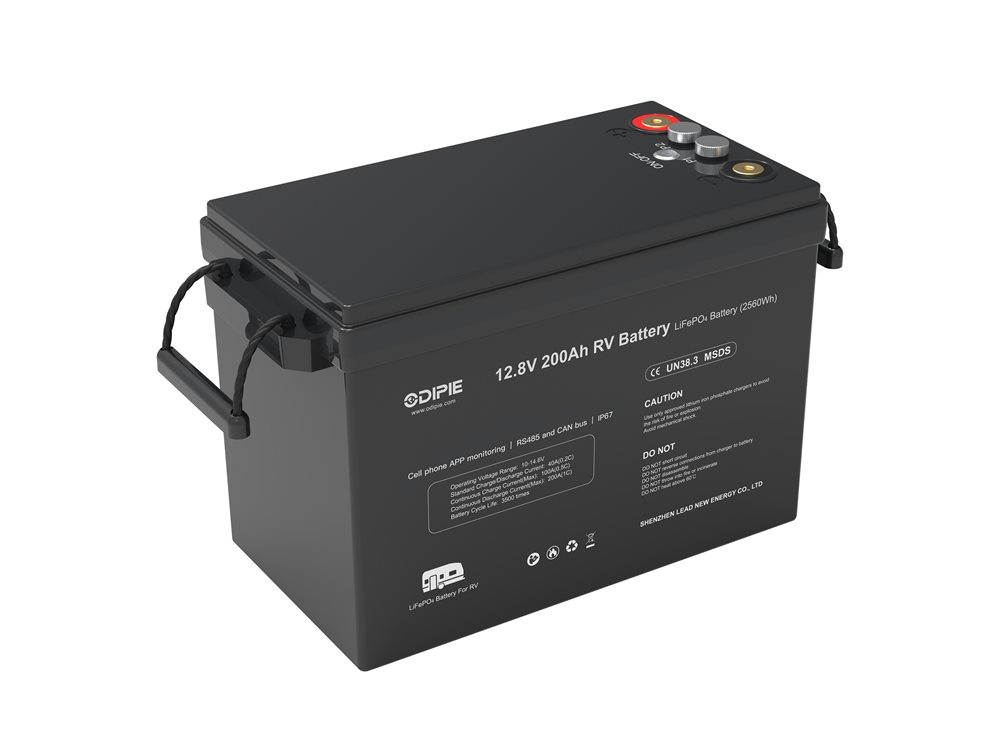 Lightweight 12.8V 200Ah LiFePO4 battery for RV deep-cycle replacement