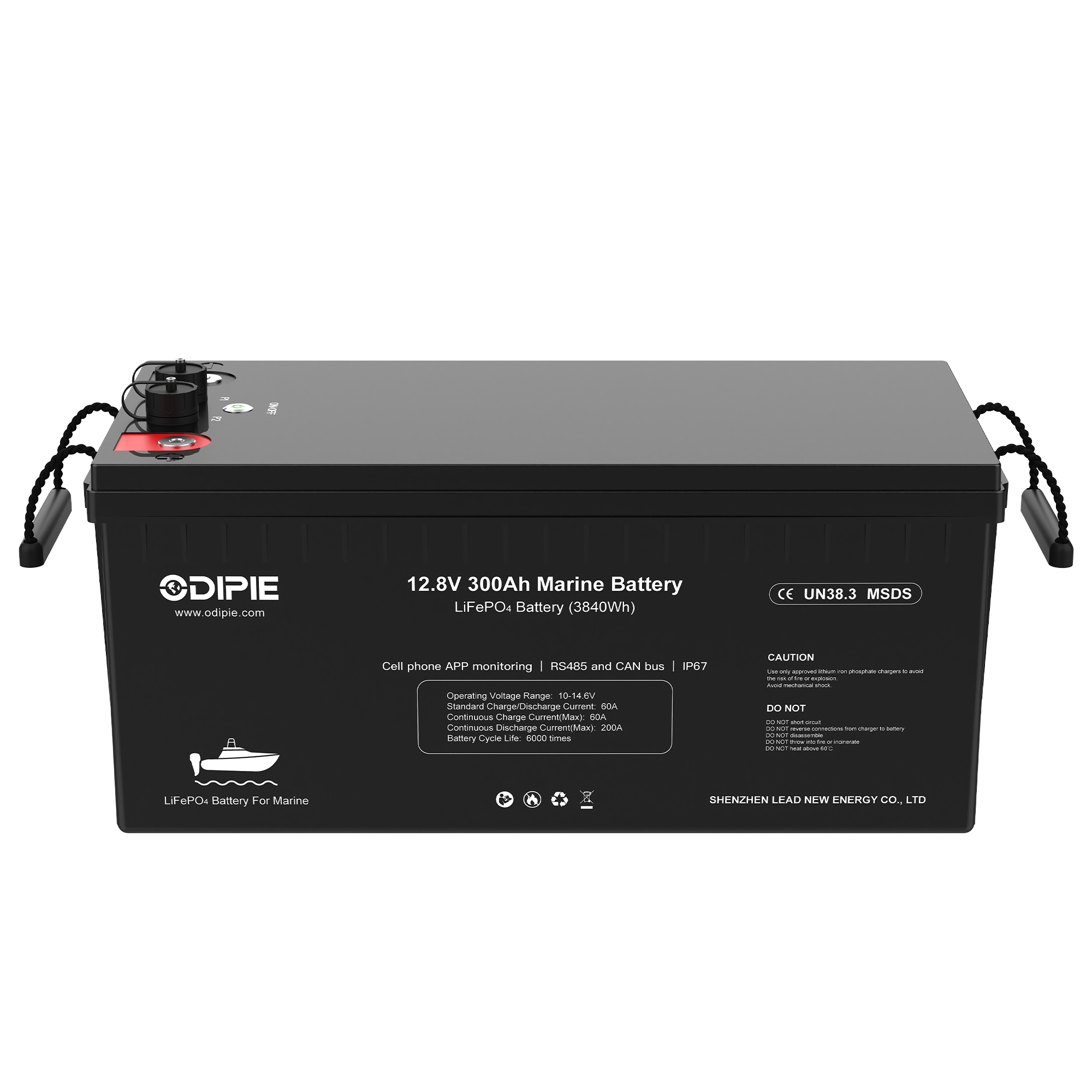 Deep Cycle LiFePO4 Battery 12.8V 300Ah with BMS for Fishing Boats